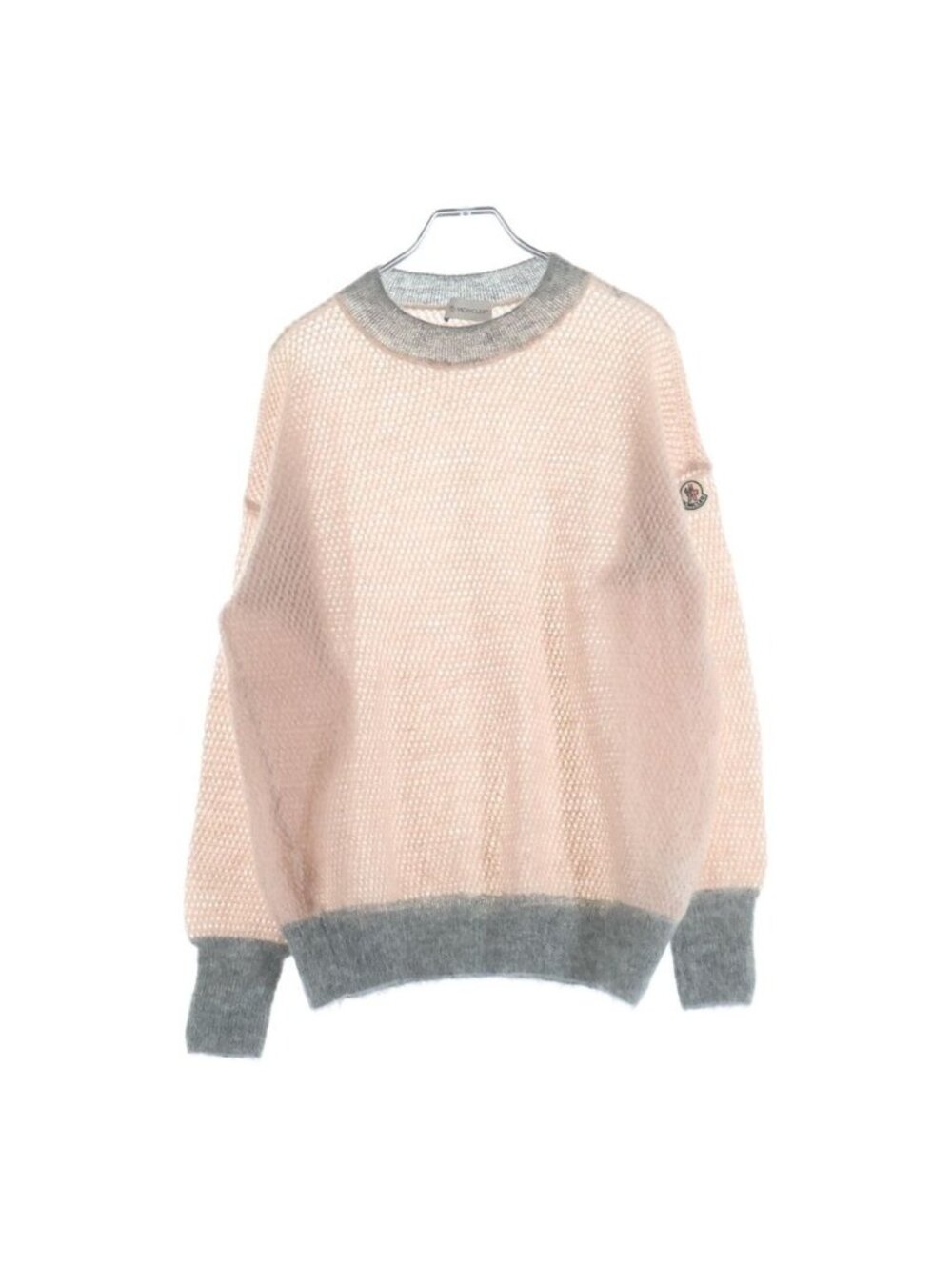 Moncler Girocollo Wool Mohair Blend Long Sleeve Knit Sweater Bicolor Pink Gray